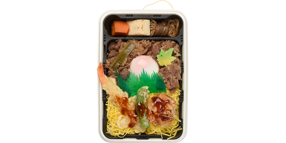 国産牛すき焼きと海老野菜天丼